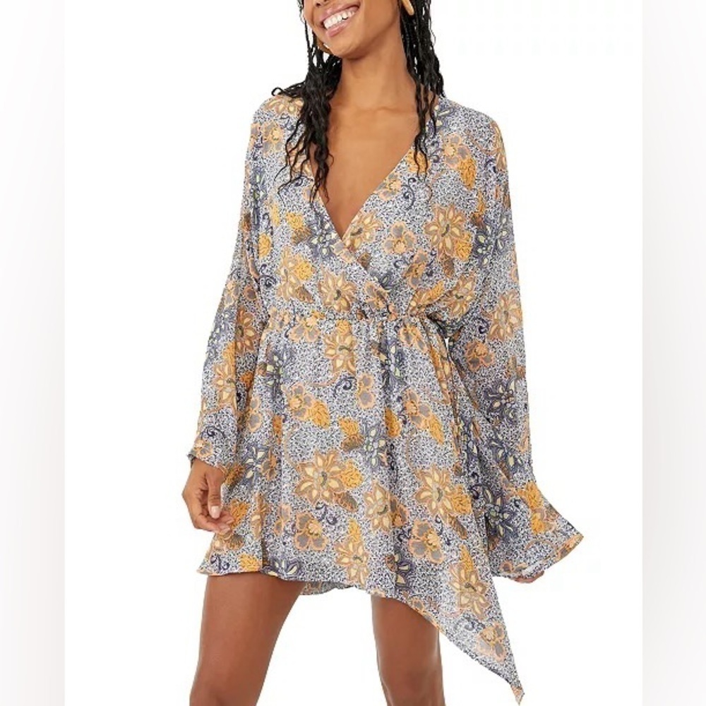 Free People Teagan Mini Dress Sky Combo NWT Size M $128